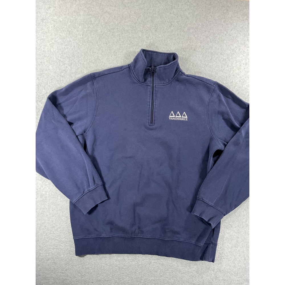 Sport-Tek Vanderbilt Tri Delta Sorority Quarter Zip Sweatshirt Navy Blue L 1194